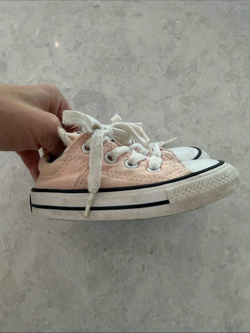 Converse Kids Pink Low-Top Canvas Sneakers with White Toe